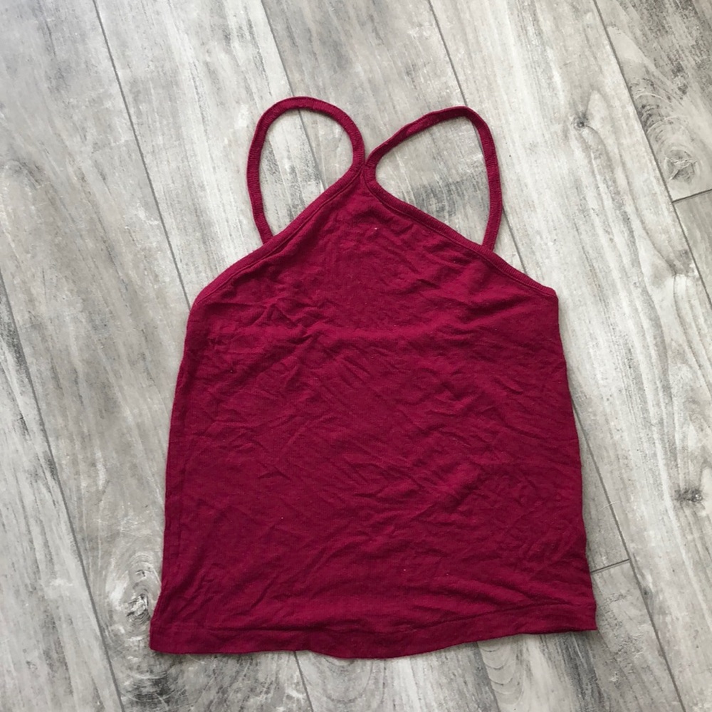Raspberry knit crop tank
